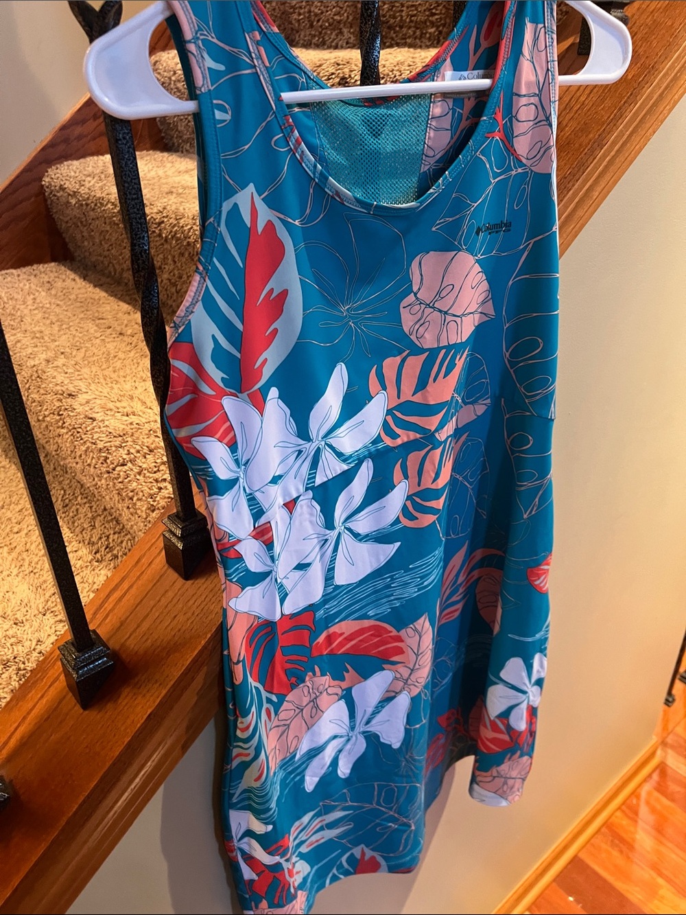 Columbia PFG Teal Tropical Floral Sleeveless Women’s Dress or swim coverup - Picture 5 of 6